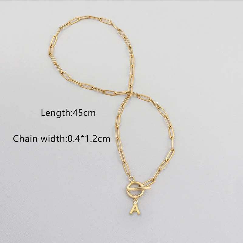 Elegant Minimalist Classic Style Letter 201 Stainless Steel 304 Stainless Steel Artificial Crystal Stainless Steel Necklaces