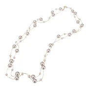 Casual Minimalist Round Imitation Pearl Alloy Beaded 14K Gold Plated Women's Long Necklace