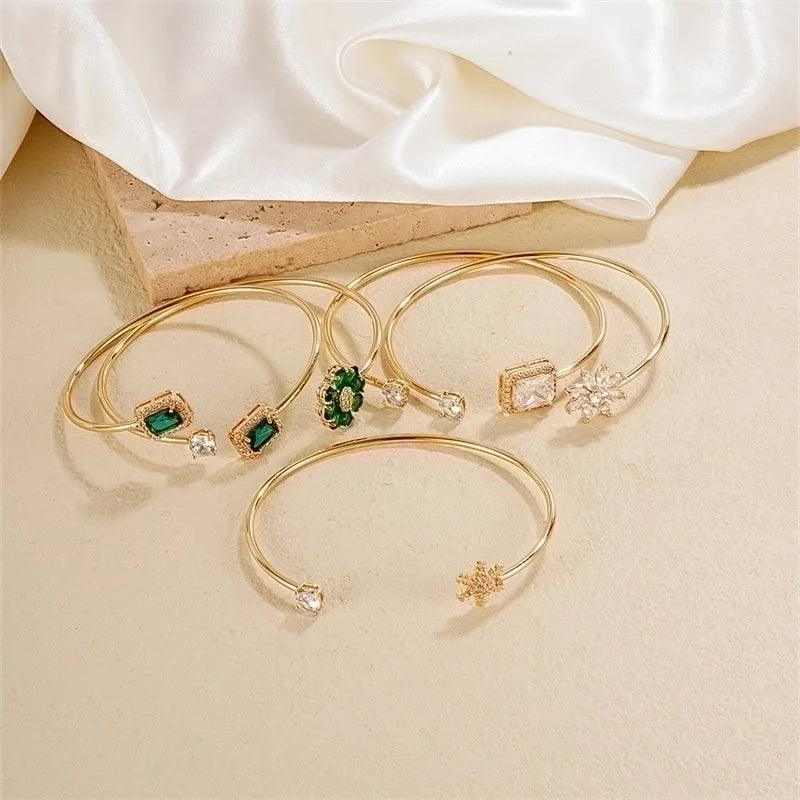 304 Stainless Steel Copper Casual Minimalist Classic Style Geometric Heart Shape Flower Zircon Bangle