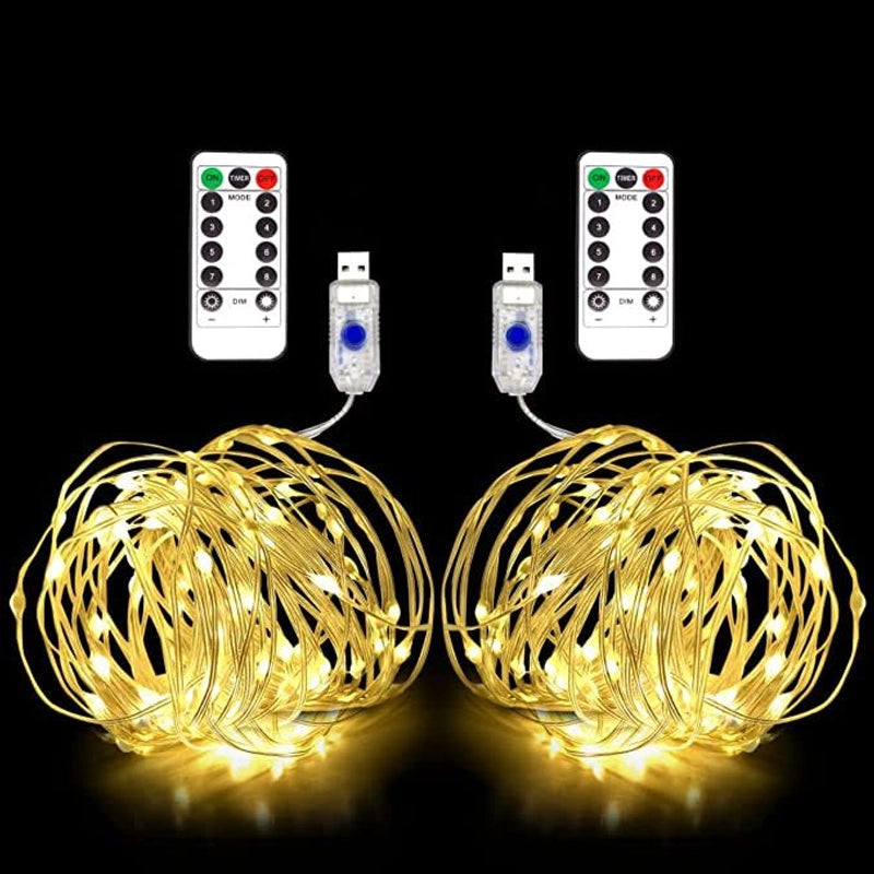 LED Light String Eight Function USB Waterproof Battery Box Remote Control Copper Wire Light String Leather Wire Light String Christmas Decorative Colored Light String