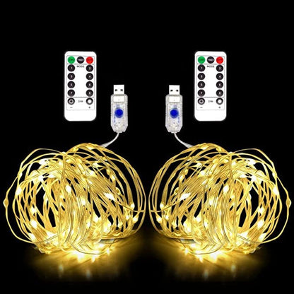 LED Light String Eight Function USB Waterproof Battery Box Remote Control Copper Wire Light String Leather Wire Light String Christmas Decorative Colored Light String