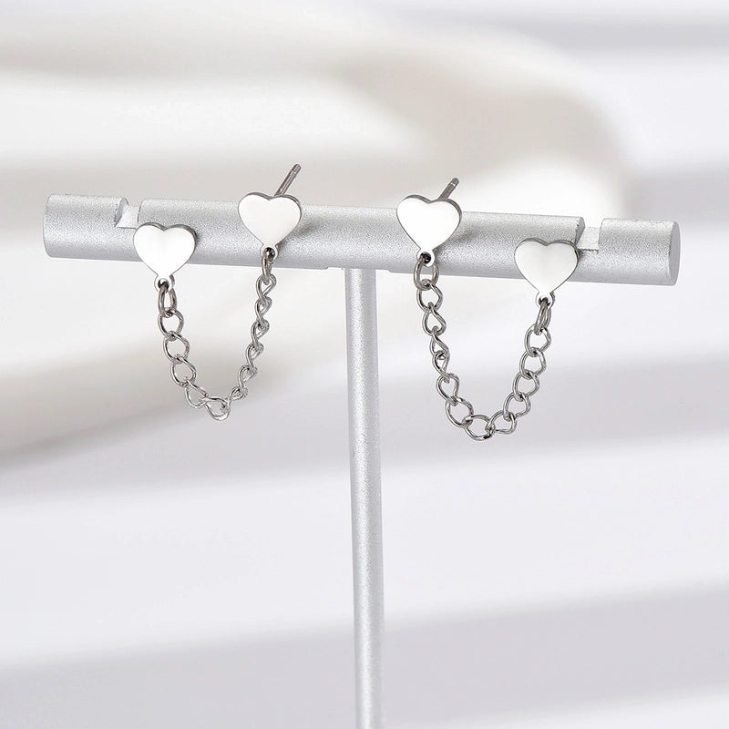 1 Pair Minimalist Heart Shape Plating 304 Stainless Steel 14K Gold Plated Rose Gold Plated Earrings