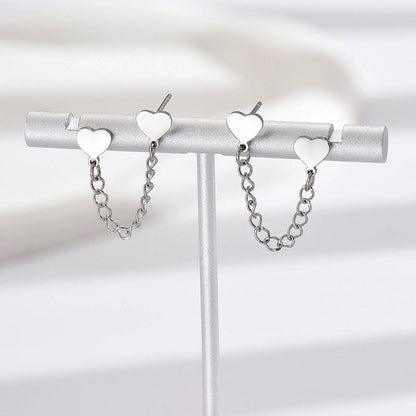 1 Pair Minimalist Heart Shape Plating 304 Stainless Steel 14K Gold Plated Rose Gold Plated Earrings