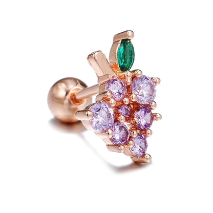 Ear Cartilage Rings & Studs Fashion Fruit Brass Artificial Gemstones