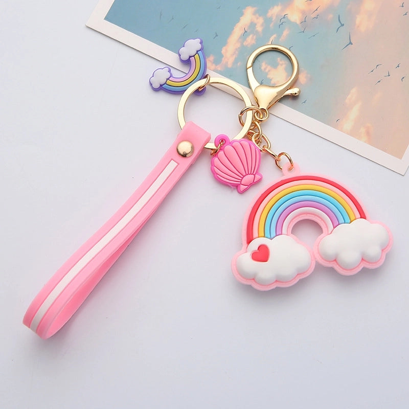 Love Rainbow Keychain Internet-famous Girl's Heart Rainbow Car Key Chain Couple Creative Bag Pendant