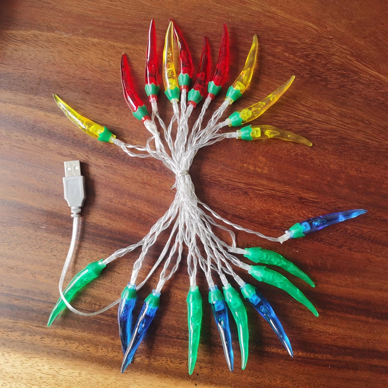 LED Red Pepper Colored Lights String Lights Flashing Lights New Year Christmas Holiday Decorative Atmosphere Lights New Year Home Layout Lighting