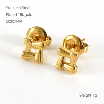 1 Pair Sweet Minimalist Star Heart Shape Airplane Hollow Out 304 Stainless Steel 18K Gold Plated Ear Studs