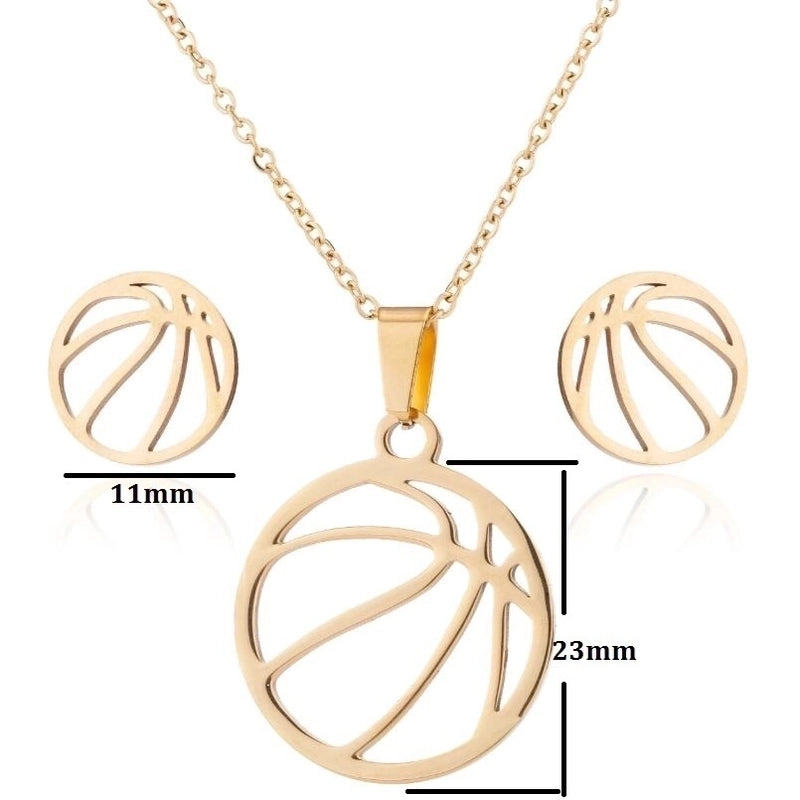 Minimalist Ball 201 Stainless Steel 18K Gold Plated Plating Earrings Necklace