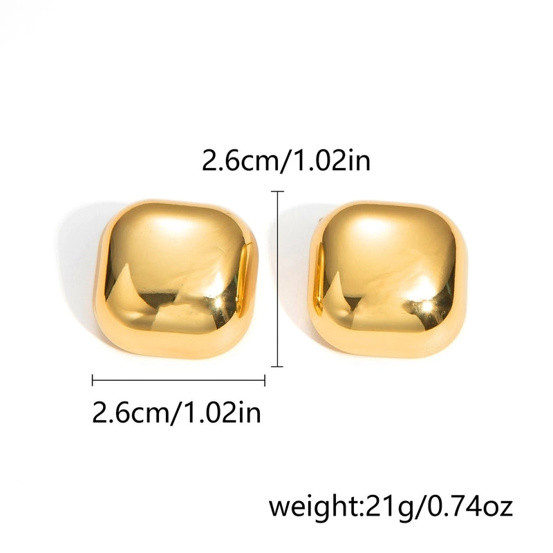 1 Pair Classic Style Geometric Oval Heart Shape Plating 304 Stainless Steel Ear Studs