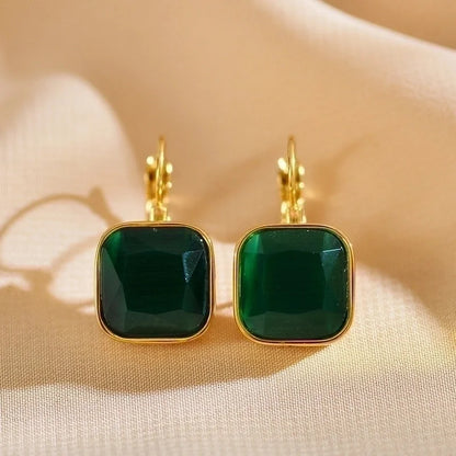 1 Pair Minimalist Square Plating Inlay Stainless Steel Zircon Gold Plated Ear Studs