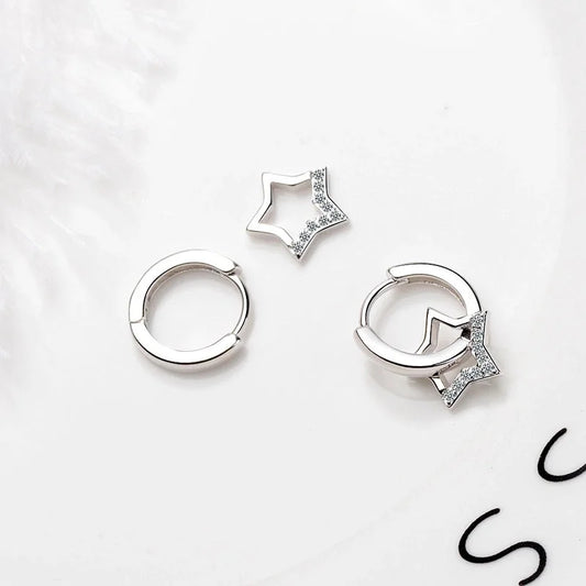 S925 Silver Hollow Diamond Star Ear Buckle Women's Simple Fashion Earrings Niche High-grade Earrings Fashion