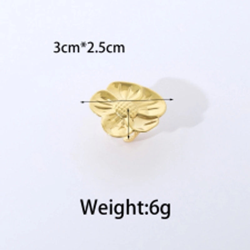 Casual Elegant Commute Geometric Flower 304 Stainless Steel 14K Gold Plated Plating Stainless Steel Rings