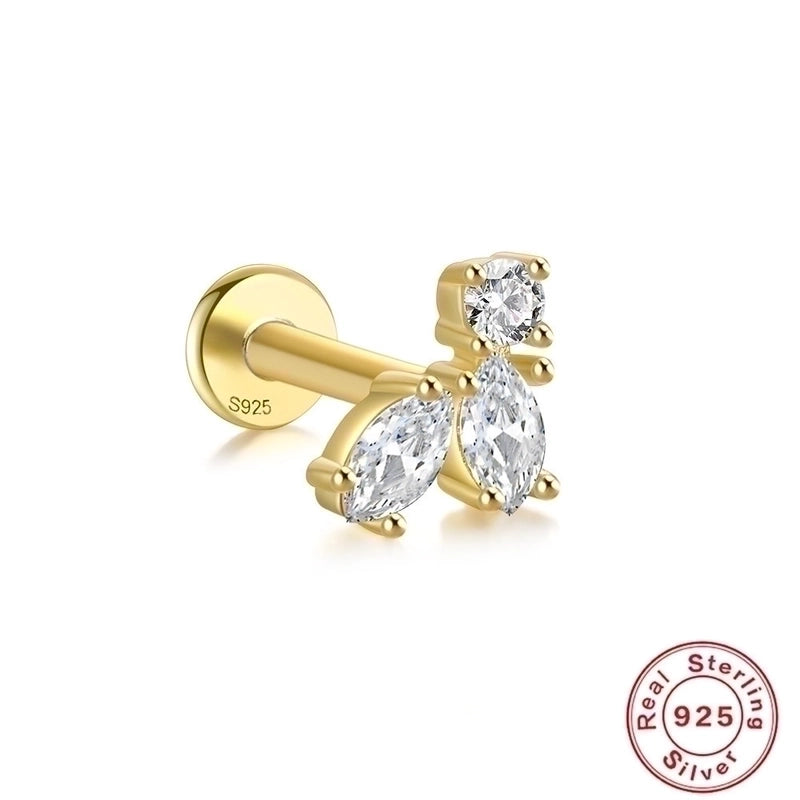 1 Piece Ear Cartilage Rings & Studs Fashion Geometric 925 Sterling Silver Plating Zircon