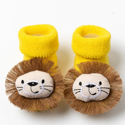 New Newborn Baby Socks Autumn And Winter A Cotton Red Terry Fleece-lined Thickened Non-slip Baby Christmas Floor Socks 1