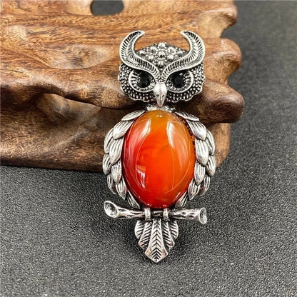 1 Piece Minimalist Owl Gem Plating Natural Stone Necklace