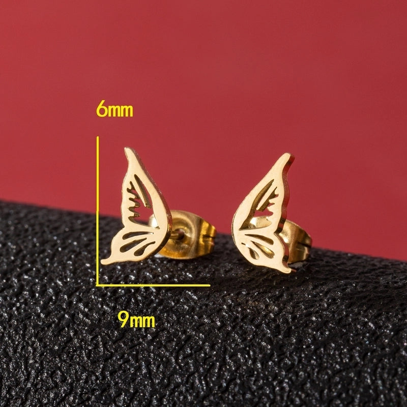 1 Pair Cute Minimalist Dog Cat Flower Polishing Hollow Out 304 Stainless Steel 18K Gold Plated Ear Studs