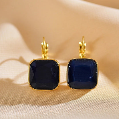 1 Pair Minimalist Square Plating Inlay Stainless Steel Zircon Gold Plated Ear Studs