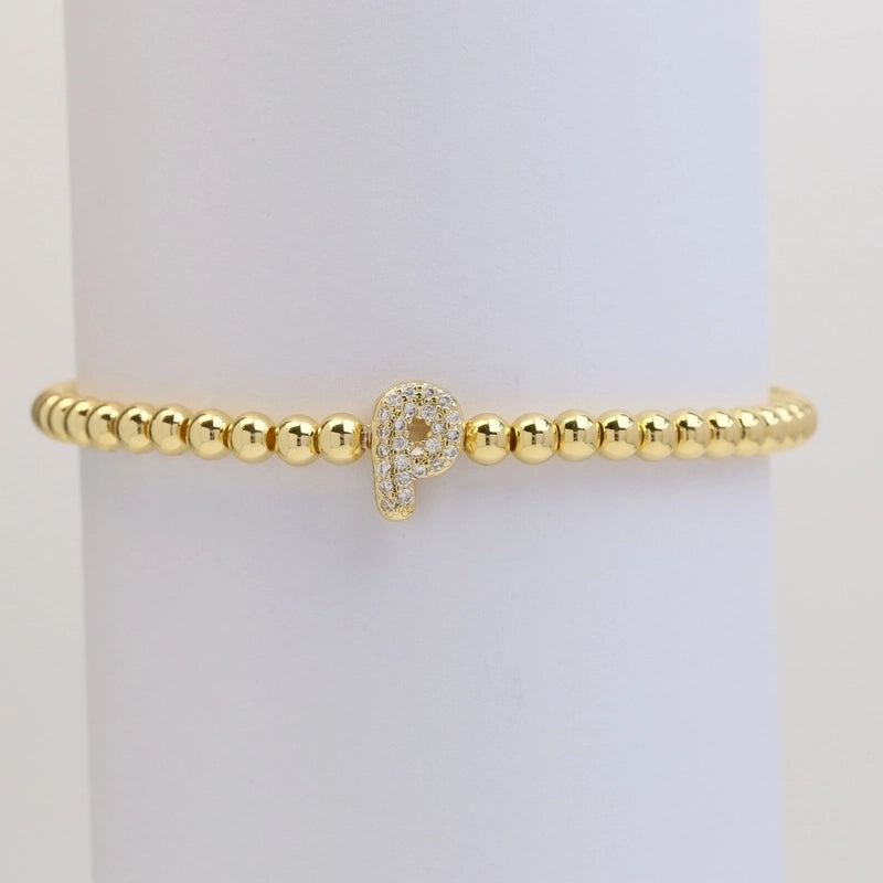 Xi Yin Hot Sale Brass Micro-Inlaid Bubble Balloon Diy26 English Letters Copper Bead Beaded Elastic Wire Bracelet