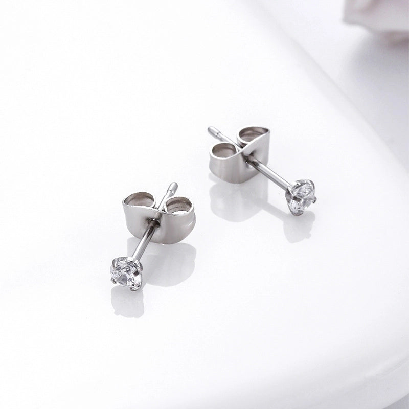 1 Pair Ear Cartilage Rings & Studs Minimalist Round 316L Stainless Steel Inlaid Zircon