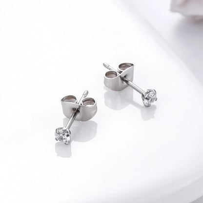 1 Pair Ear Cartilage Rings & Studs Minimalist Round 316L Stainless Steel Inlaid Zircon