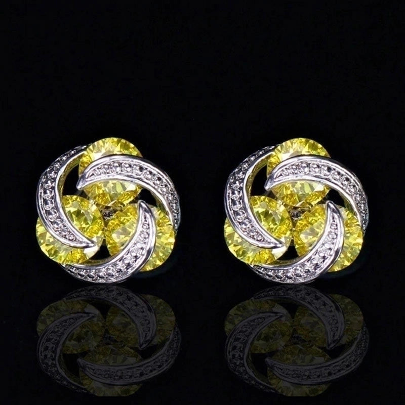 Fashion Colorful Zircon Contrast Color Copper Earrings