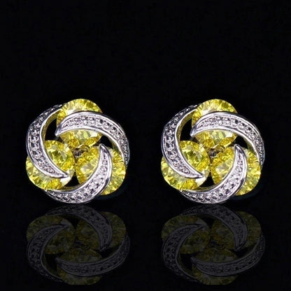 Fashion Colorful Zircon Contrast Color Copper Earrings