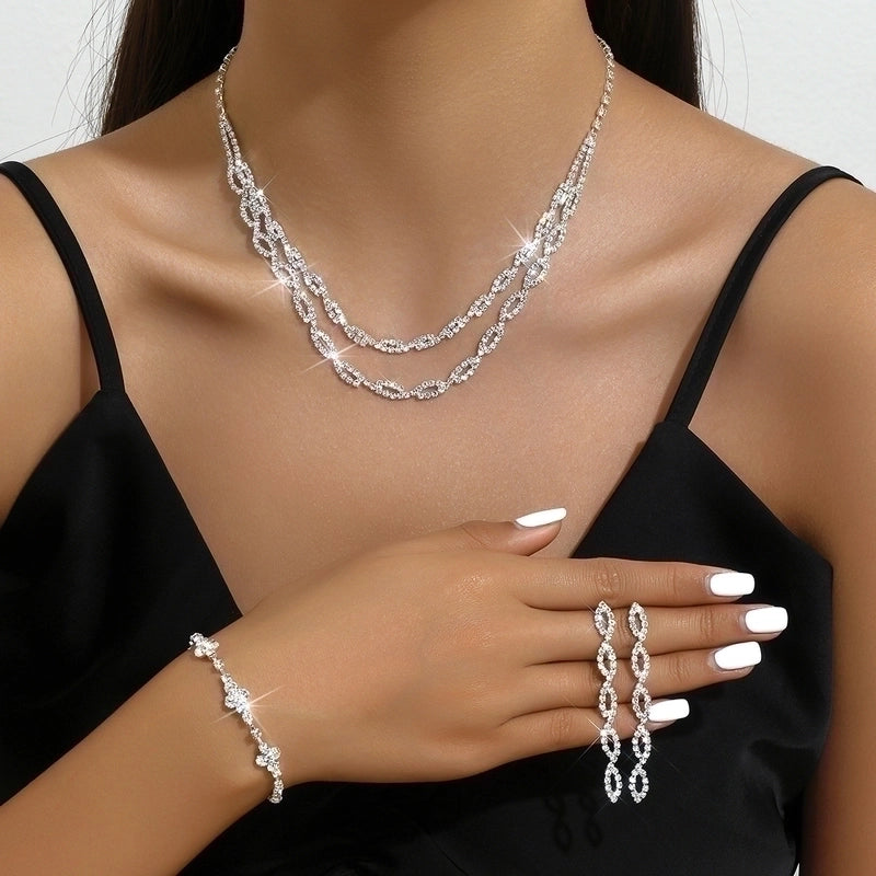 Rhinestone Geometric Heart Rhinestones Bridal Jewelry Sets