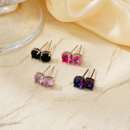 1 Pair Minimalist Geometric Plating Inlay Copper Glass K Gold Plated Rhodium Plated Ear Studs