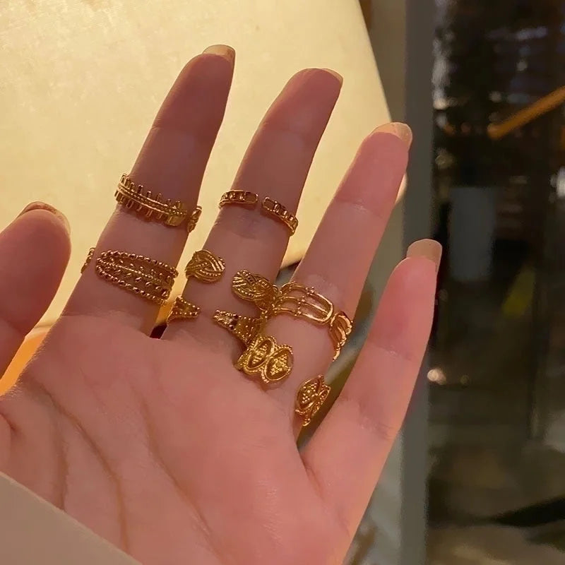 Titanium Steel 18K Gold Plated Minimalist Plating Metal Geometric Titanium Steel Open Ring