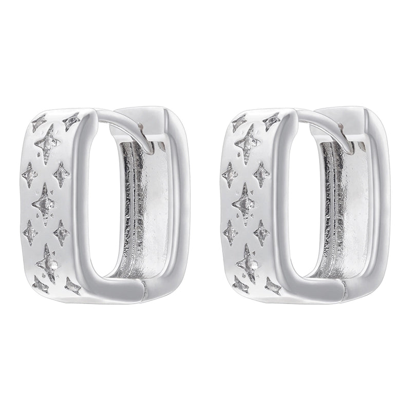 1 Pair Elegant Eight Awn Star Square Oval Plating Copper Zircon 18K Gold Plated Earrings