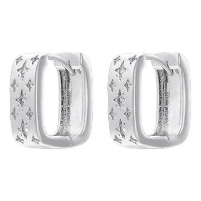 1 Pair Elegant Eight Awn Star Square Oval Plating Copper Zircon 18K Gold Plated Earrings