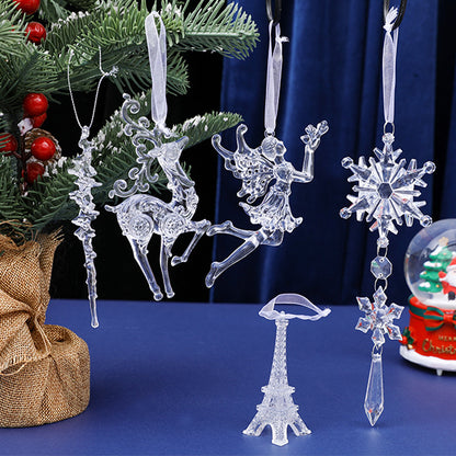 Christmas Design Christmas Tree Snowflake Reindeer Keychain Acrylic Ice Stick Pendant