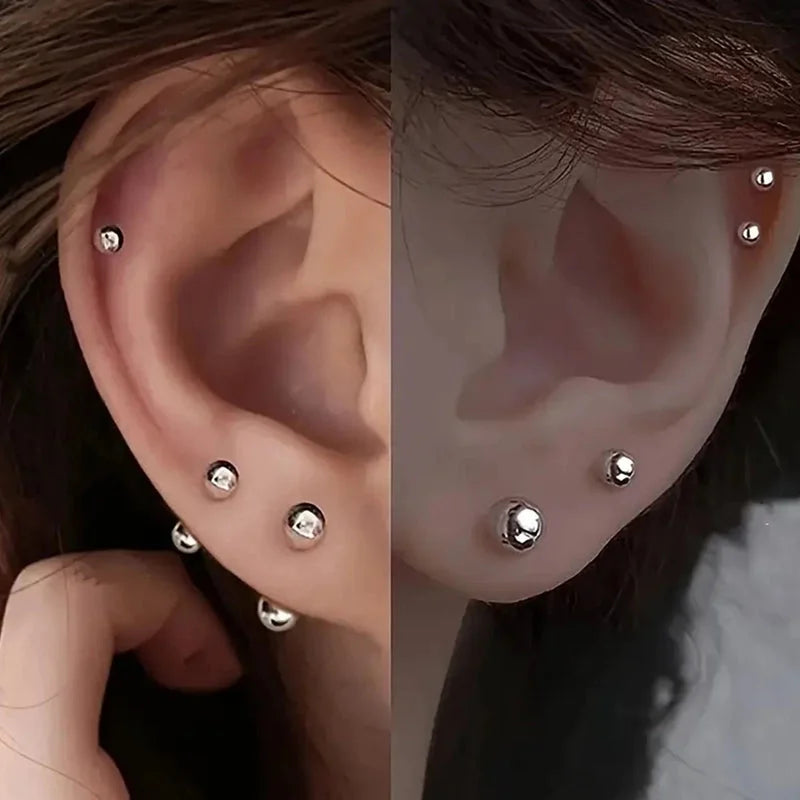 1 Pair Minimalist Round 304 Stainless Steel 18K Gold Plated Ear Studs