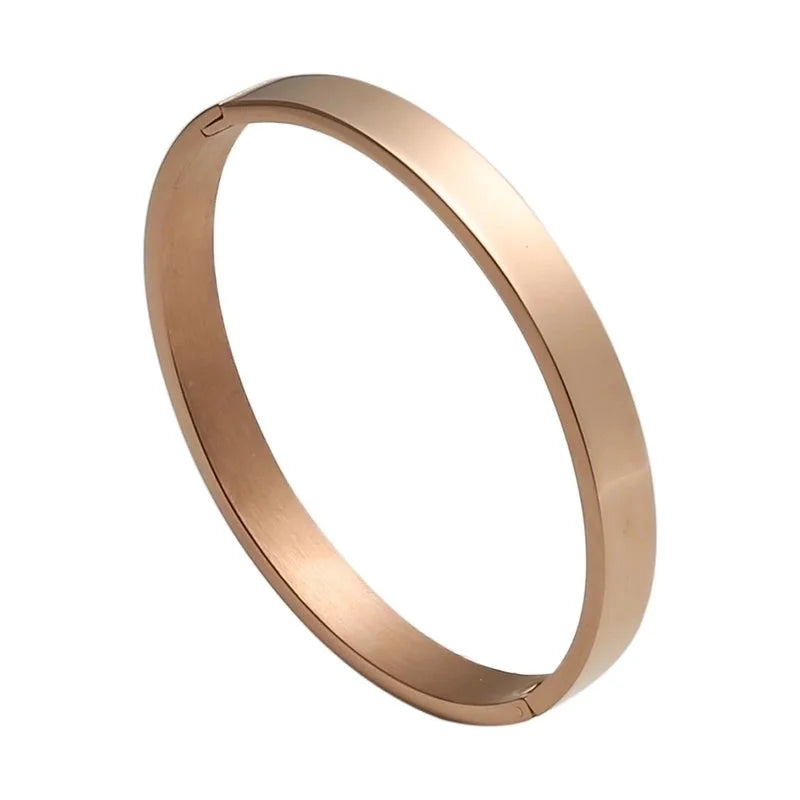 Minimalist Solid Color Stainless Steel Gold Plated Bangle In Bulk