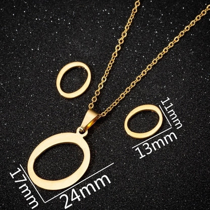 Women\'s Fashion Minimalist Letter Stainless Steel Pendant Necklace Ear Studs Plating Jewelry Sets