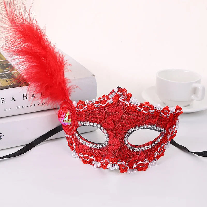 Venice Little Hat With Side Feather Mask Little Princess Beauty Mask Festival Party Stage Performance