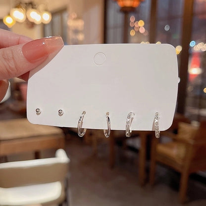 1 Set Minimalist Geometric Enamel Plating Inlay Copper Rhinestones Opal Shell Earrings