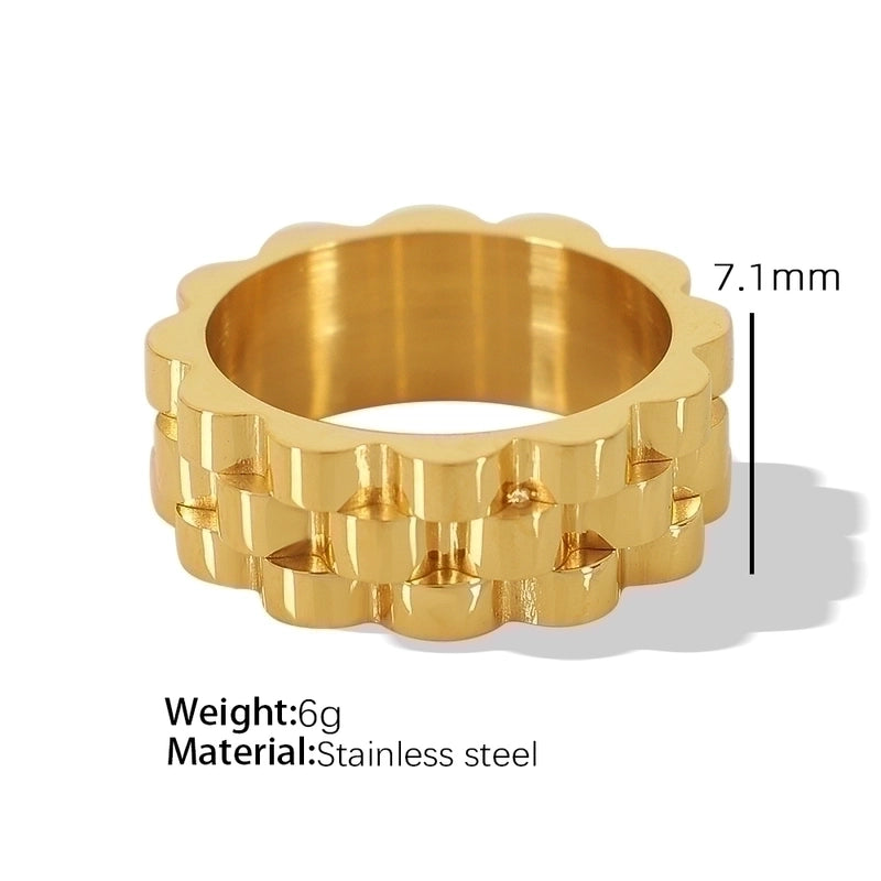 Elegant Formal Minimalist Round Solid Color 304 Stainless Steel Titanium Steel 18K Gold Plated Plating Rings Bracelets Earrings