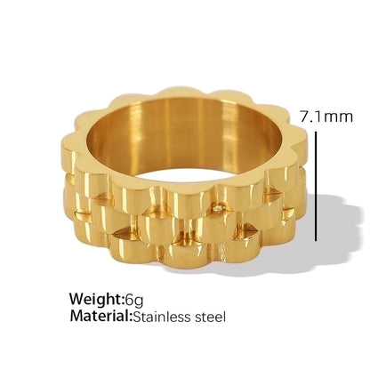 Elegant Formal Minimalist Round Solid Color 304 Stainless Steel Titanium Steel 18K Gold Plated Plating Rings Bracelets Earrings