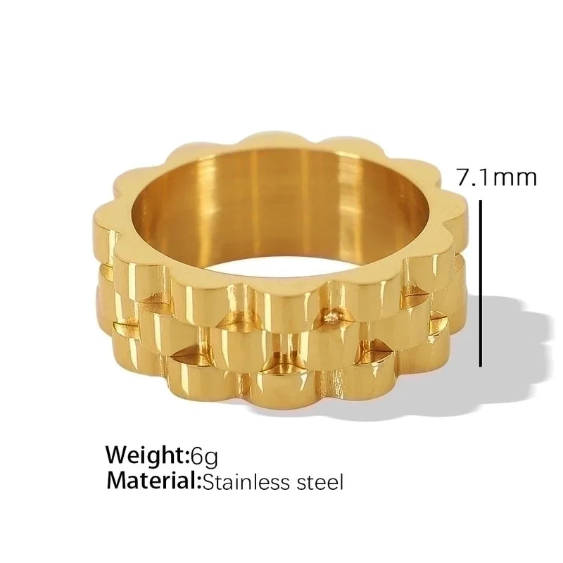 Elegant Formal Minimalist Round Solid Color 304 Stainless Steel Titanium Steel 18K Gold Plated Plating Rings Bracelets Earrings