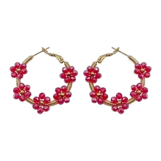 1 Pair Fashion Flower Plating 304 Stainless Steel Crystal Gold Plated Stainless Steel Earrings