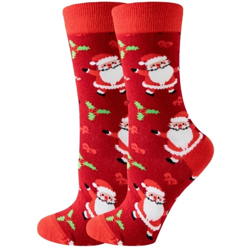 Christmas Cute Unisex Santa Claus Christmas Socks Snowflake Cotton Crew Socks 20 Pairs Per Pack