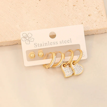 Fashion Heart Stainless Steel Electroplating Earrings