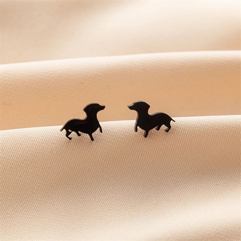 1 Pair Cute Basic Classic Style Dog Lion Cat Polishing Plating 304 Stainless Steel 18K Gold Plated Ear Studs