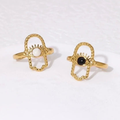 Casual Minimalist Geometric 304 Stainless Steel Hollow Out Inlay Open Rings