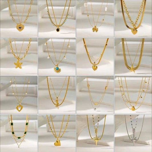 Modern Style Classic Style Devil's Eye Oval Heart Shape Titanium Steel Plating Stainless Steel Necklaces