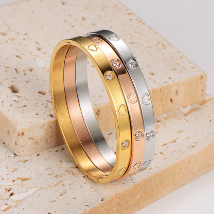 Expressive Heart Stainless Steel Electroplating Bangles