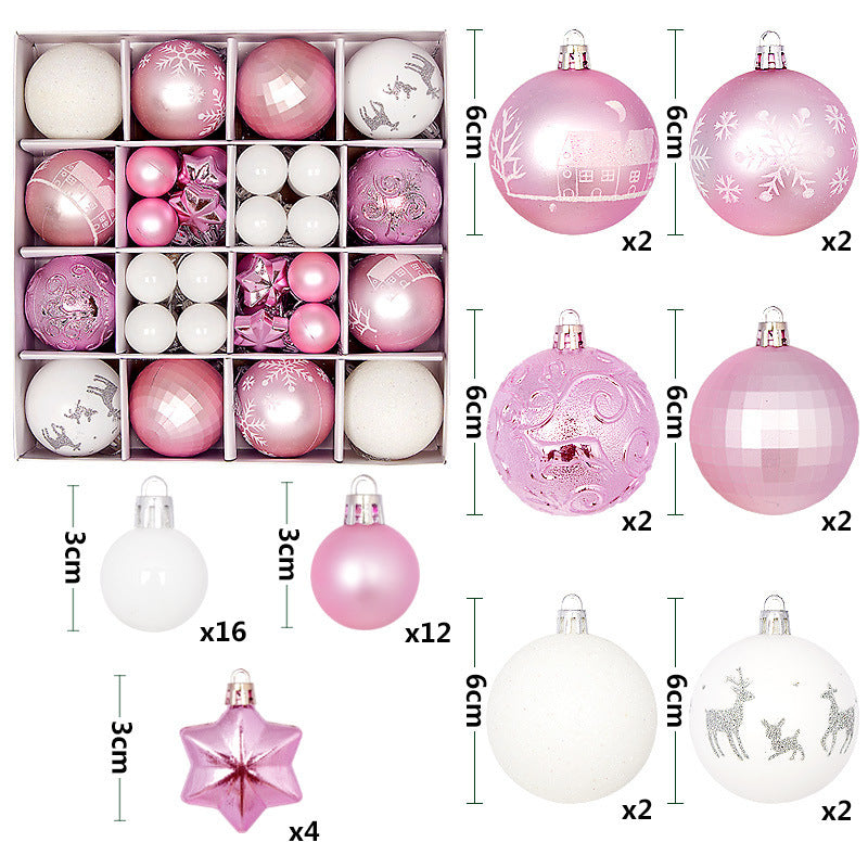 Christmas Ball Gift Box Set Painted Electroplated 44pcs Round Ball Irregular Christmas Ball Ornaments
