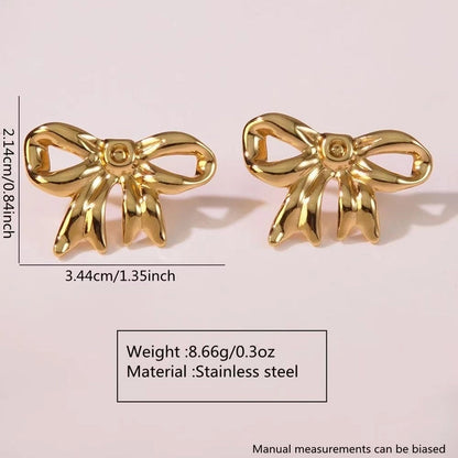 1 Pair Casual Minimalist Classic Style Bow Knot 304 Stainless Steel Imitation Gold Ear Studs
