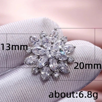 Fashion Sunflower Double Zircon Earrings Copper Earrings Accessories